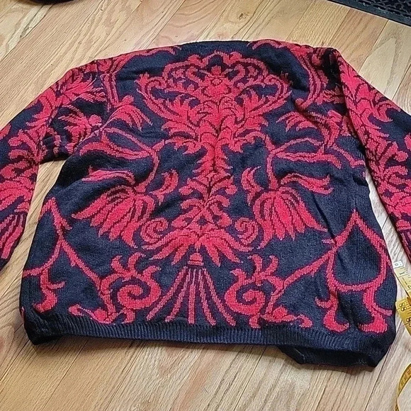 Vintage Alfred Dunner Red Black Cardigan Large Petite - Picture 9 of 10